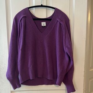 Purple V-Neck Women's Sweater